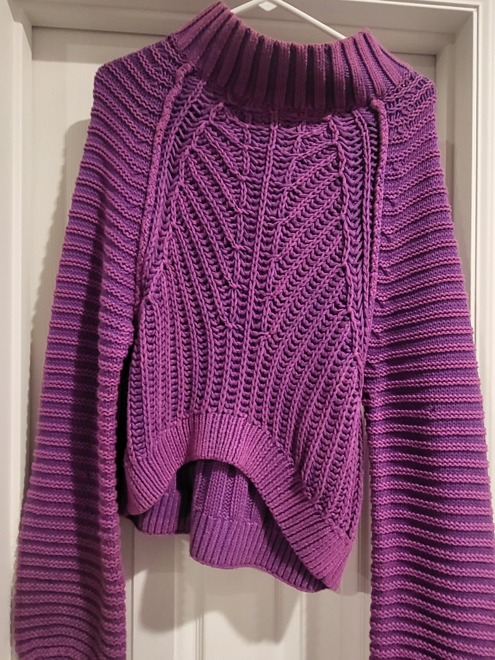 Free People Violet Cable-Stitch Turtleneck Sweater